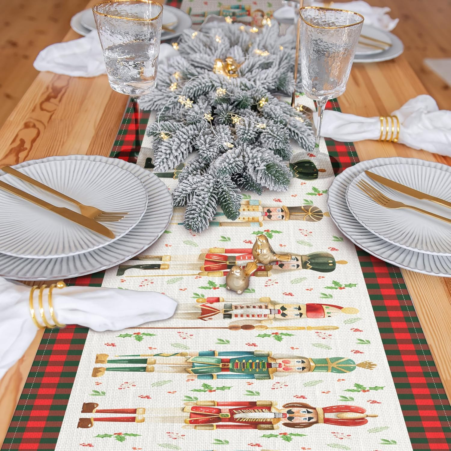 Watercolor Nutcracker Christmas Table Runner - 13 x 72 Inches, Lot, overstock