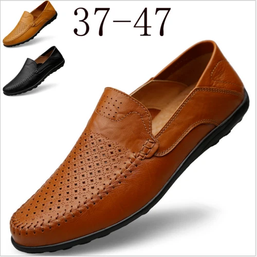 NEW Men's Casual Driving Boat Leather Shoes Moccasin Slip On Loafers UK SIZE - Picture 1 of 30