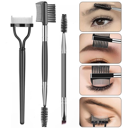 3 Stück Doppelkopf Augenbrauen Pinsel Wimpernzange Tragbar Augen Make-up Werkzeug Set. - Bild 4 von 12