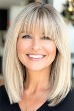 Short ombre golden Blonde bob wigs with Bangs 100 Human Hair lace front wigs