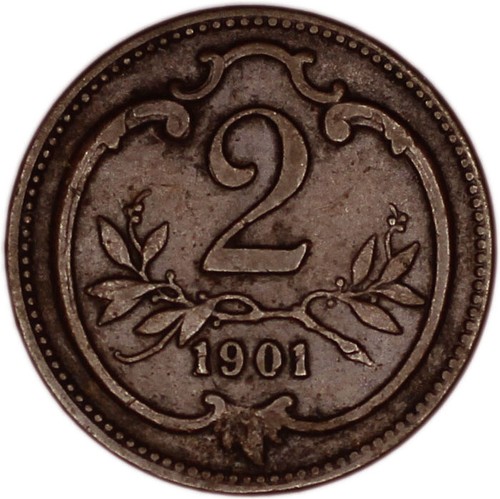 AUSTRIA coin 2 Heller 1901 Very Fine