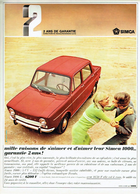 Advertising 1222 1967 Simca 1000 Love Yourself 2 Year Warranty