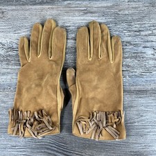 Vintage Felt Tan Ladies Fashion Gloves Tassels