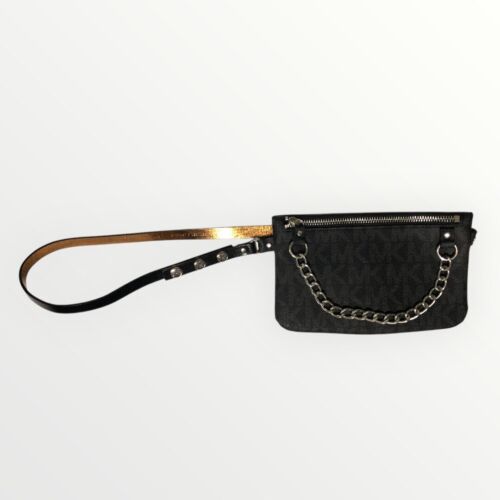 Michael Kors Black Belt Bag With Zipper Closure With Chain Gold Accent Size XL - Picture 4 of 4