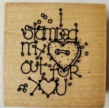 HEART AND BUTTONS by D.O.T.S. rubber stamp Wood Mounted – Single stamp ~ EUC