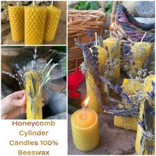 Honeycomb, Cylinder Candles,100% Beeswax Natural,Hand Rolled,Pillar ,Pure Sweet