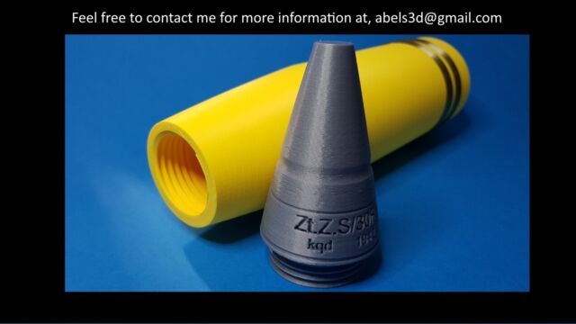 PLASTIC replica - 88m/56 Tiger 1. Flak Shell for your empty brass casings.