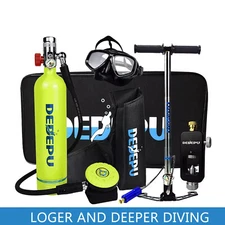  DEDEPU Scuba Diving Kit Full Face Snorkel Mask 1L Air Oxygen Tank Underwater US