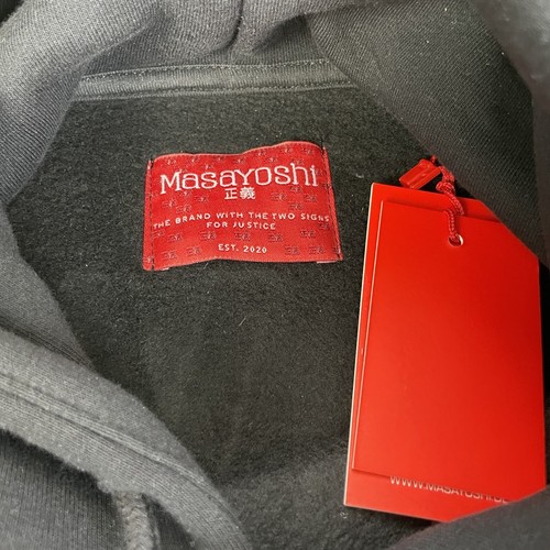 Felpa con cappuccio Masayoshi uomo 2XL nera maglione cotone pesante streetwear europeo Y2K nuova con etichette - Foto 4 di 22