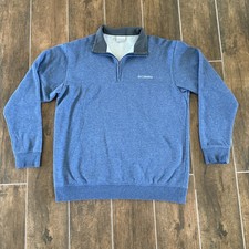 Mens Columbia Blue Quarter Zip Fleece Lined Outdoors Pullover Sweater Sz Large
