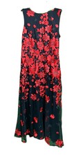 Woman’s David Meister Floral Embroidered Navy Blue Size 12 lined dress