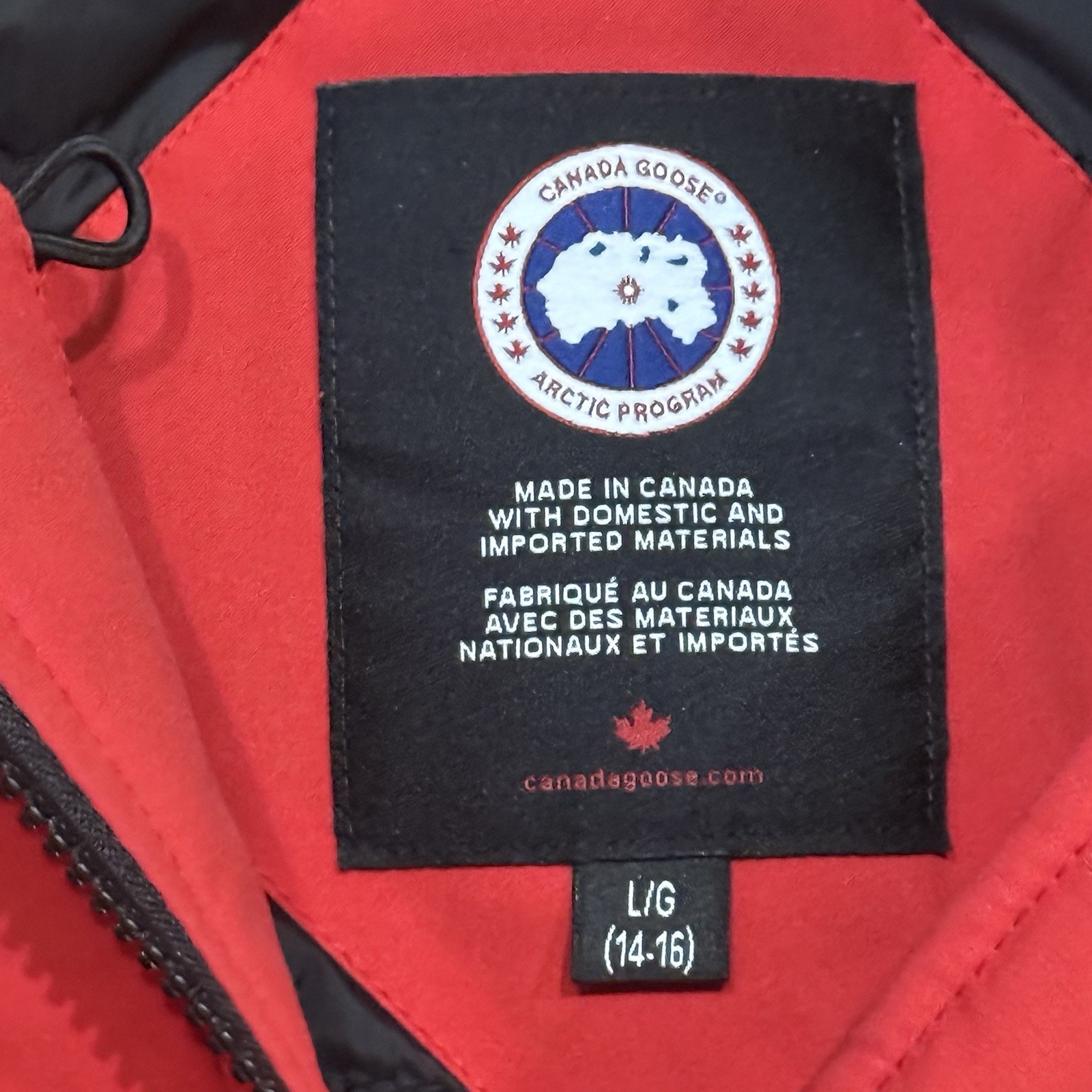 Canada Goose Youth Brittania Parka Coat Large 14/16 Boys Girls Down Fur Ruff Red thumbnail 3