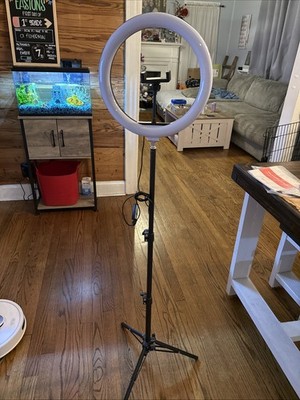 12'' Ring Light with Tripod, Phone Holder, USB Charging Port, and Folds To Travel