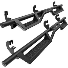 Crew Cab Running Boards 6 in Bolt-on Drop Side Steps Black Powder Coated Painted