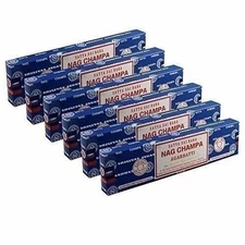Satya Sai Baba Nag Champa Hand Rolled Fine Quality Incense Sticks Pack of 6 Boxe