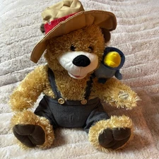 VINTAGE Zippity Do Da Singing Plush Bear Bluebird on Shoulder PBC International