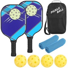 Pickleball Set 2 Fiberglass Paddles Balls  Bag Multi Kit