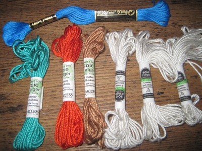 Soie d'alger-5 meter pull-skein Hand Embroidery Silk-LOT OF 6+DMC THREAD