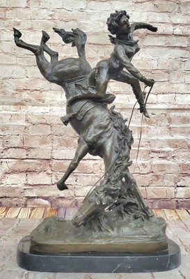 Western Frontier Majesty: Milo`s Wicked Pony Signed Bronze Statue Figurine Gift
