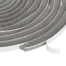 Self Adhesive Brush Seal Weather Stripping 3/8" x 3/8" x 36ft, Gray