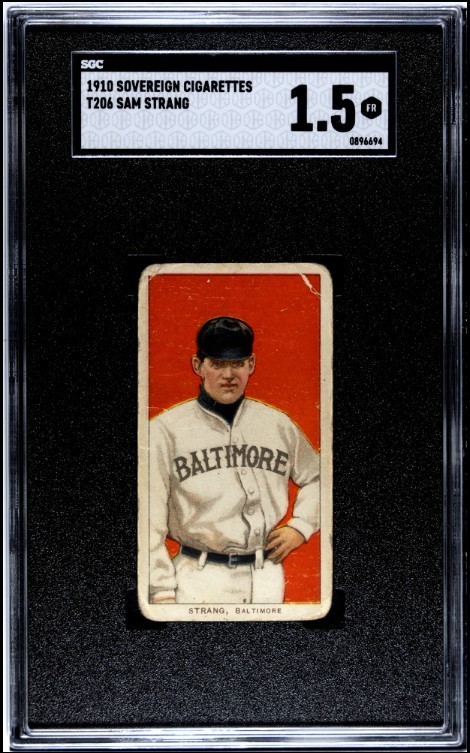 1910 T206 Sovereign Back Sam Strang SGC 1.5 Fair