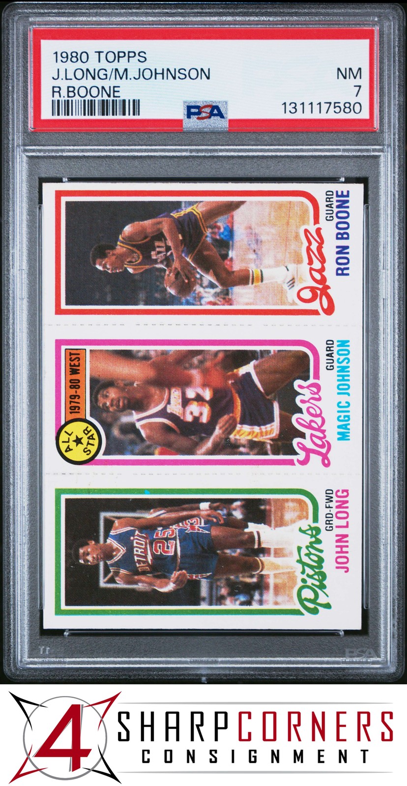 1980 TOPPS LONG-MAGIC JOHNSON RC-BOONE PSA 7