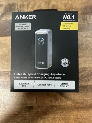 Anker Prime Power Bank w/ Foldable Plug (9600mAh 65W Fusion) Black NEW