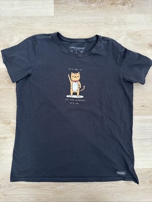 Life is Good Women's Cat I'm the Problem Short Sleeve Crusher Tee, Faded Black L