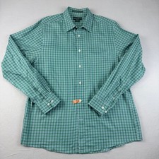 Eddie Bauer Mens Green Plaid Wrinkle Resistant Classic Fit Shirt Large L