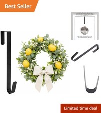 Universal 12" Matte Black Wreath Hanger - Damage-Free, Easy Installation Design