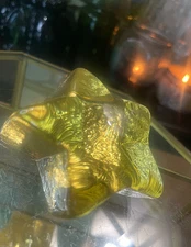 Fire and Light Citrus Yellow Shooting Star Paperweight Signed