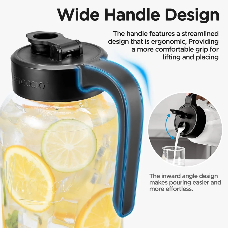 Кувшин Mason Jar - герметичный и герметичный стеклянный кувшин с крышкой [комплект из 2], Pe... - Изображение 2 из 4