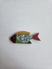 Oaxaca Hand Painted Wood Fish With Painted Bird , Mexican Folk Art , 4 1/2 In. — photo 2