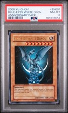 2008 YU-GI-OH! ANNIVERSARY PACK #EN001 BLUE-EYES WHITE DRAGON PSA 8