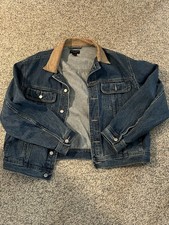 Vintage Early 2000’s Banana Republic Denim Jean Jacket w/ Leather Collar Size L