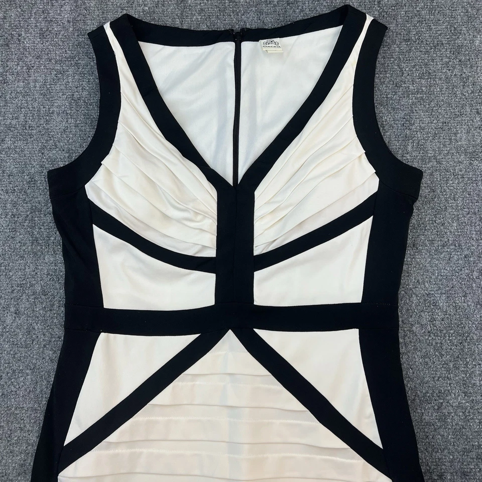 Vestido Vaina Sangría Negro Blanco Bloque de Color Bodycon Talla 12 Hecho en Filipinas Foto 2 de 4