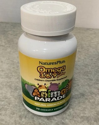 Natures Plus Animal Parade Omega 3/6/9 Junior Lemon Flavor - 90 Softgels - Pr...