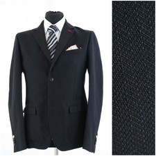 Mens Summer Blazer 40R UK Size OFFICINA Wool Dark Grey Sport Coat Unlined Jacket
