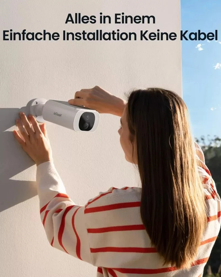 ieGeek 2K Camera Surveillance WiFi Exterieure sans Fil Solaire Batteries au PIR - Photo 3/4