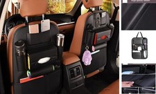 2 Pack PU Leather Premium Car SeatBack Organizer Travel Accessories Kick mats