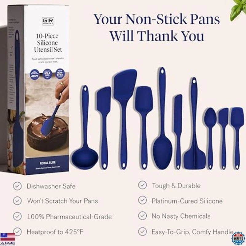 Juego de utensilios de silicona azul real GIR 10 piezas - cucharón, espátula, cuchara y más Foto 4 de 4