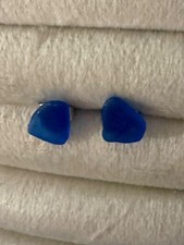 New Rare Cobalt Blue Sea Glass Earrings With Stainless Steel Silver Posts
