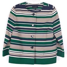 Talbots Blazer Jacket Sz 6 Striped Button Up Careerwear Office Stretch Cotton