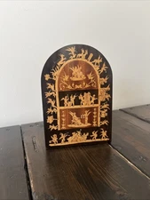 Vintage Italian Marquetry Bookend W/ Cherubs, Angels 6.5” x 4.5” (single)