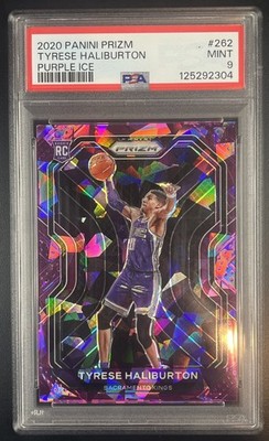 2020-21 Tyrese Haliburton Panini Prizm Rookie Purple Ice /175 #262 PSA 9 RC