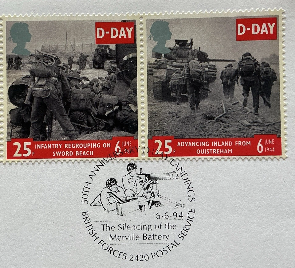 GB QEII 1994 Terence Ottway Signed D-Day Benham FDC Silencing Of MelvilleBattery - Image 2 of 4