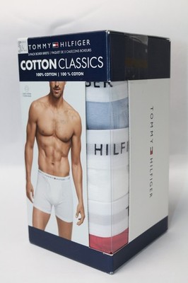 Tommy Hilfiger Mens 5-Pack Cotton Classics Boxer Briefs L Blue White Red Black