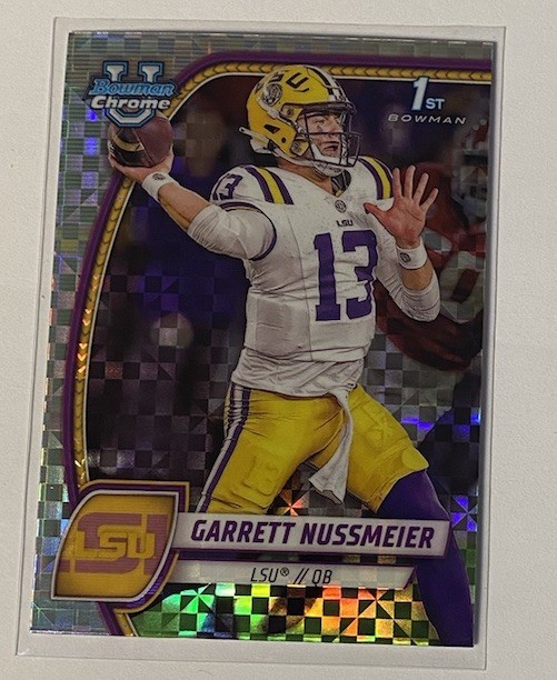 Garrett Nussmeier 2024 Bowman Chrome U Xfractor 1st Bowman #5 LSU Tigers