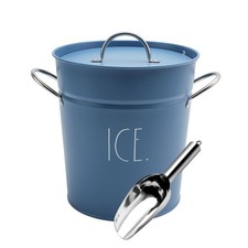 Rae Dunn Ice Bucket with Scoop - Stainless Steel Bucket with Handle, Lid and Ice