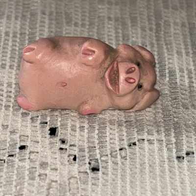 Miniature Pig Mini Piggie Figurine Made In Scotland Hand Painted  1  3/16 